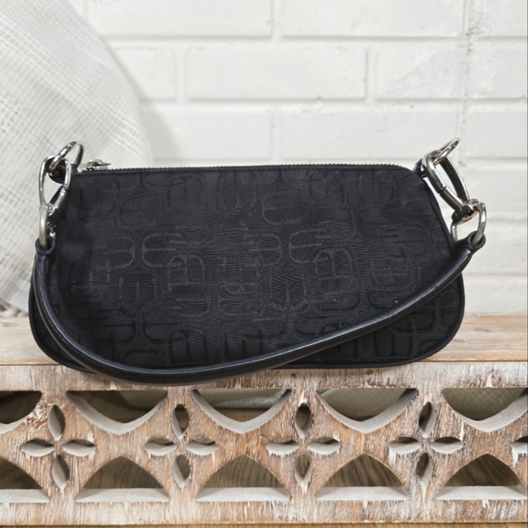 Vintage Y2k Express Black Mini Shoulder Bag With Silver Hardware And E Logo - Picture 7 of 13